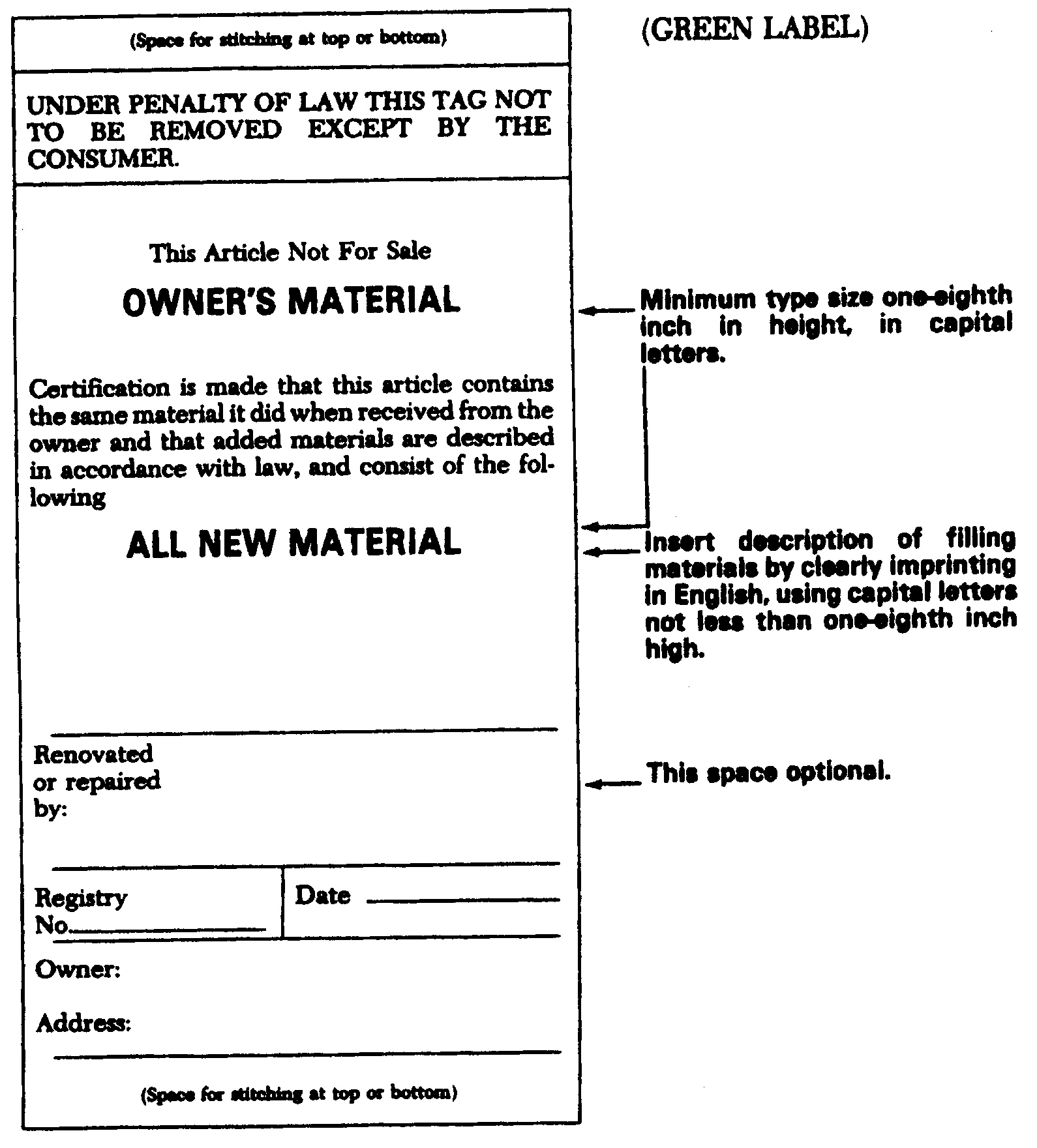 § 1126 Official Law Label Requirements. State Regulations US Law